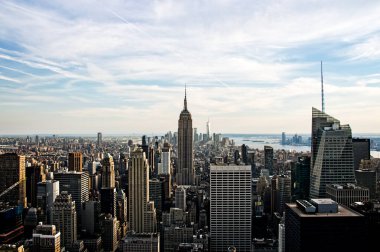 Gün batımında New York 'un hava manzarası