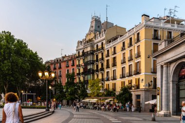 Square of Oriente in Madrid at sunset clipart