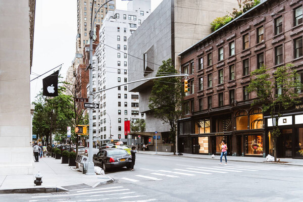 New York City, USA - June 24, 2018: Madison Avenue with The Met Breuer museum. It is a museum of modern and contemporary art in the Upper East Side of New York City.