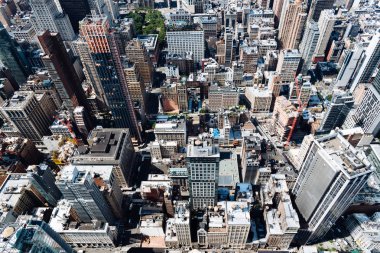 Midwtown Manhattan New York'ın çatılarının havadan görünümü