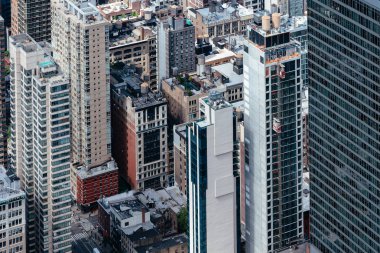 Binaların Midwtown Manhattan New York'ın havadan görünümü