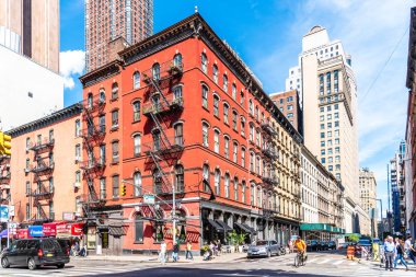 Manhattan 'ın Tribeca bölgesinde sokak manzarası