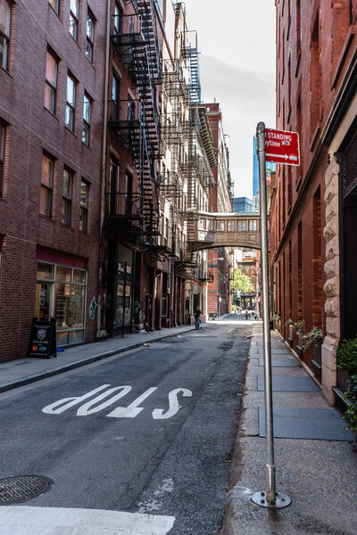 New York City, USA - June 25, 2018: Scenic view of Staple Street in Tribeca. This alley runs two blocks north between Duane and Harrison Streets, just west of Hudson