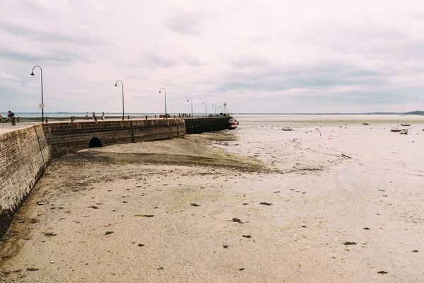 Harbour Cancale Low Tide Cloudy Day Summer French Brittany — Stock Photo, Image