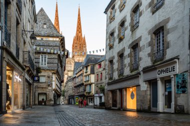 Cityscape of the town of Quimper in Brittany clipart