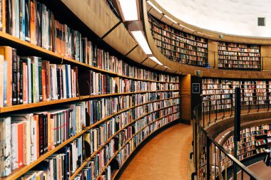 Interior view of Stockholm Public Library designed by Asplund clipart