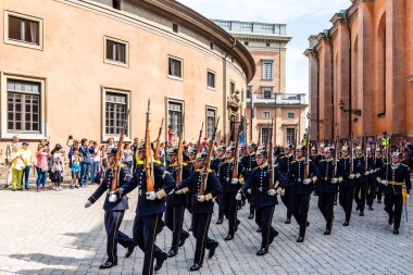 Stockholm Kraliyet Sarayı 'nda Kraliyet Muhafızları Töreni.