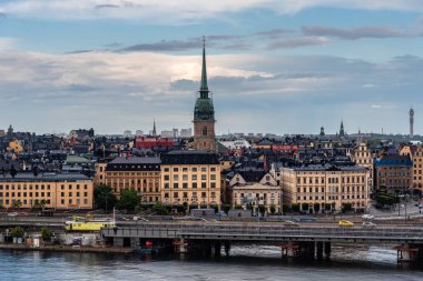 Stockholm 'deki Gamla Stan' in panoramik görüntüsü