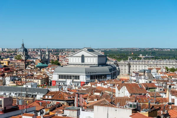 Paesaggio urbano del centro di Madrid, Spagna. Vista aerea — Foto Stock