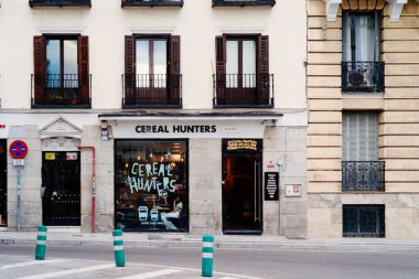 Cereal Hunters store front in Chueca quarter of Madrid clipart