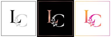 LC monogram, LC ilk düğün, LC logo şirketi, LC simge işi, imza, CL sembolü, minimal, zarif, moda, mücevher, butik ve yaratıcı şablonlar için renkli üç tasarım.