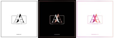 AA monogramı, AA ilk düğün, Aa logo şirketi, AA ikon şirketi, AA işareti, minimal, zarif, moda, mücevher, butik ve yaratıcı şablonlar için renkli üç farklı tasarım..