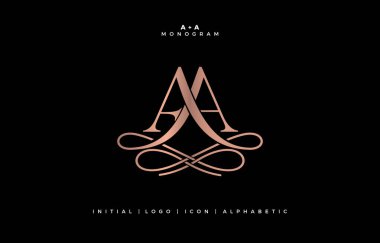 AA monogram, AA Düğün, Aa logo şirketi, AA simge şirketi, AA işareti, minimal, zarif, moda, mücevher, butik ve yaratıcı şablonlar için renkli tasarımlar..