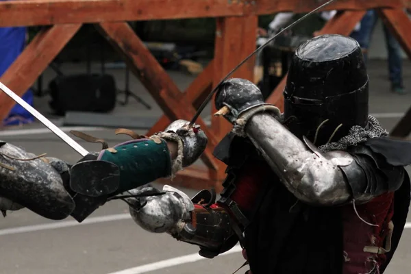 Odessa Odessa Region Ukraine05 2017Reenactors Middle Ages Participates Sword Fighting — Stock Photo, Image