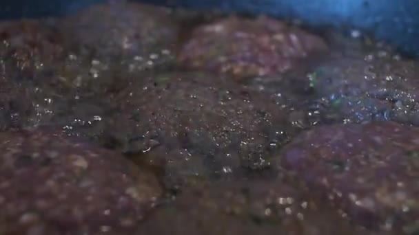 Étourdissant Kebabs Chauds Cours Cuisson Dans Friture Pan Close Angle — Video