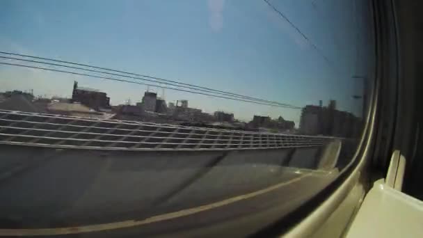 Passagier Flüchtet Zeitraffer Aus Fenster Des Zuges Nachschuss — Stockvideo