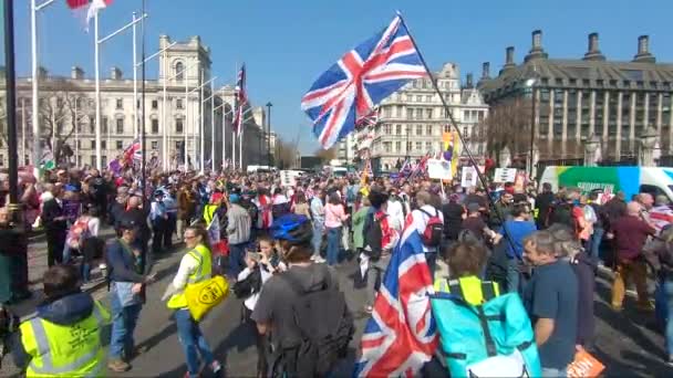Szavazási Szabadság Tiltakozások Gyülekeznek Parlament Előtt 2019 Március Londoni Westminsterben — Stock videók