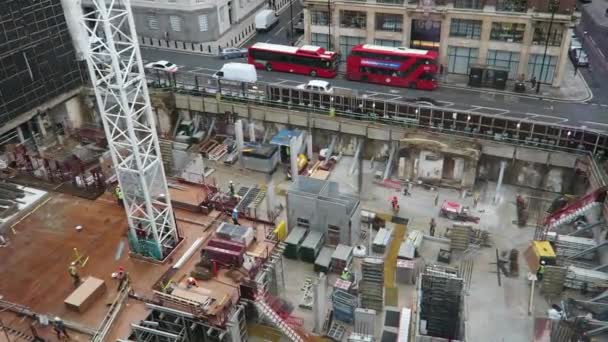 Weitwinkelblick Auf Die Baustelle Millbank Place Westminster Mit Roten Londoner — Stockvideo