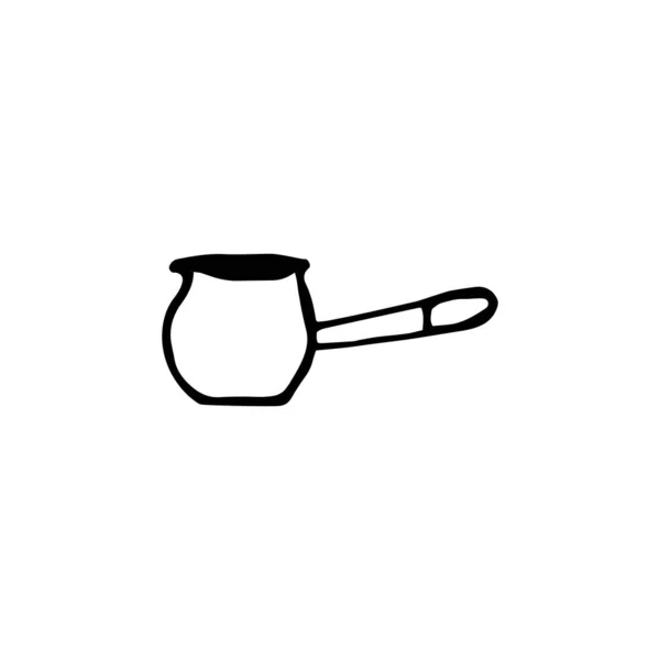 Török Kávé Doodle Stílusban Forró Ízletes Italt Főzök Egy Cezve — Stock Vector