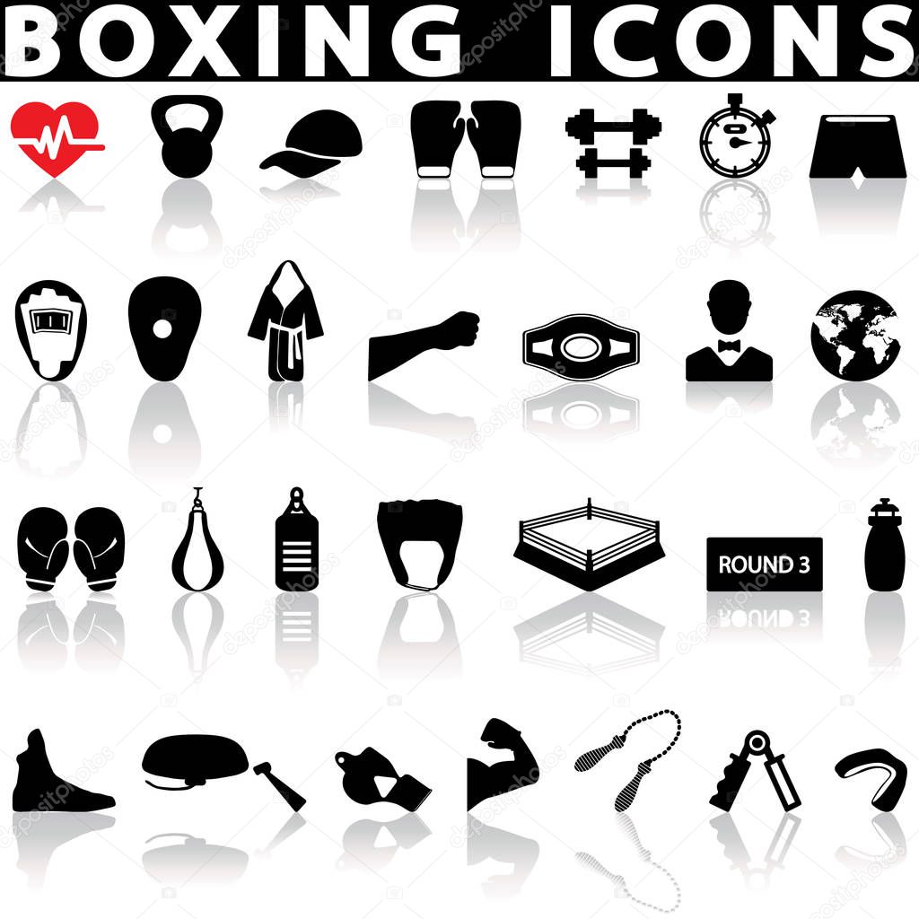 Boxing extreme sports on a white background with a shadow