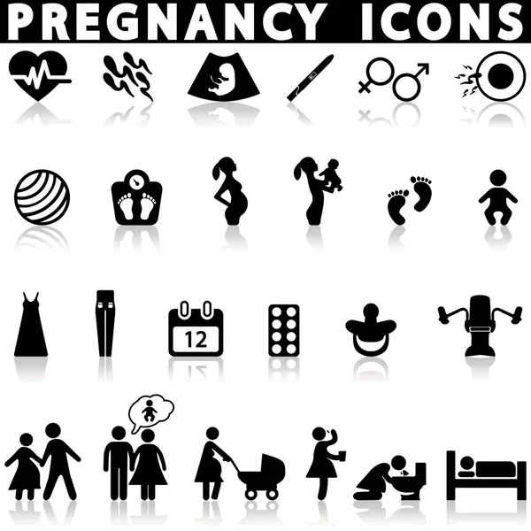 Беременность Иконки Новорожденного Ребенка Белом Фоне Тенью — стоковый вектор