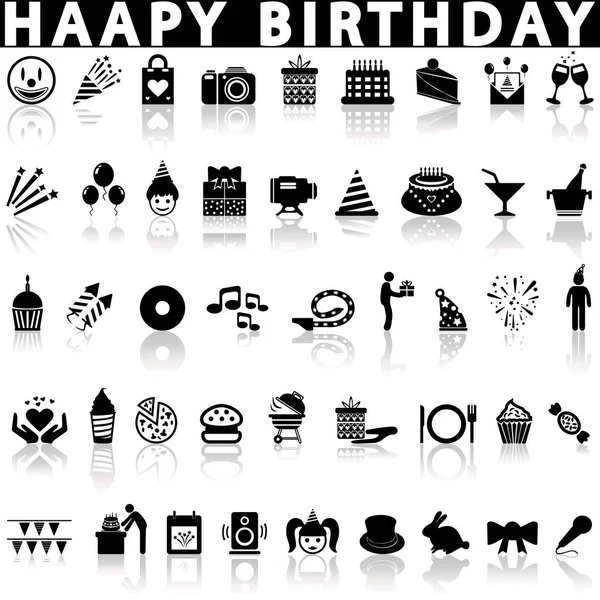 Happy Birthday Symbole Auf Weißem Hintergrund Mit Schatten — Stockvektor