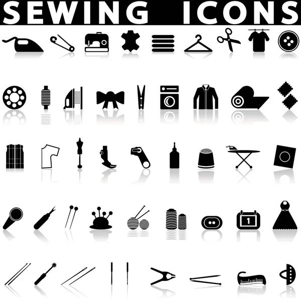Sewing Icons Set White Background Shadow — Stock Vector