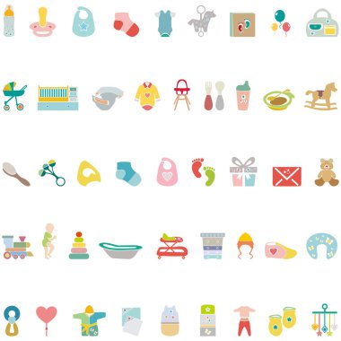 Beyaz arkaplanda bebek simgeleri