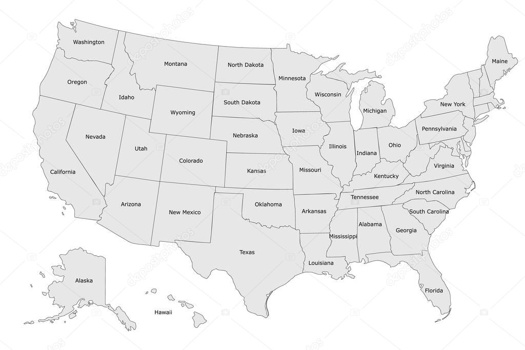 USA Map. Stock Vector Illustration