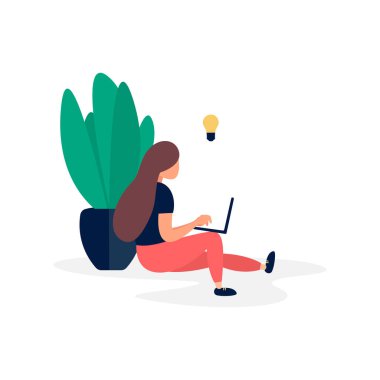 Çalışan kadın. Stock Vektör İllüstrasyonu