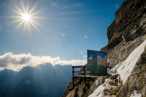 Incredibile Unico Bagno Altitudine Vicino Casa Sotto Rysy Scene Destinazione — Foto Stock