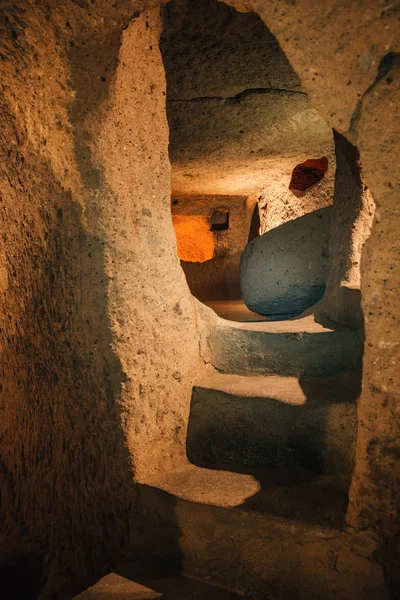 Esplora Derinkuyu Antica Città Sotterranea Multi Livello Grotta Cappadocia Viaggio — Foto Stock