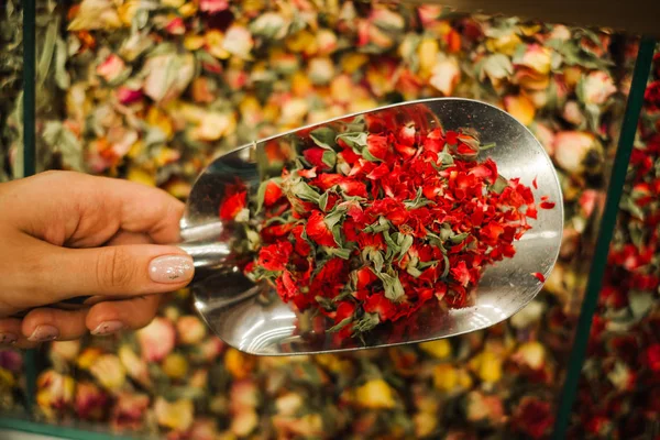 Aromatic Red Flower Herbal Tea Turkish Grand Bazaar Market — Stock Photo, Image