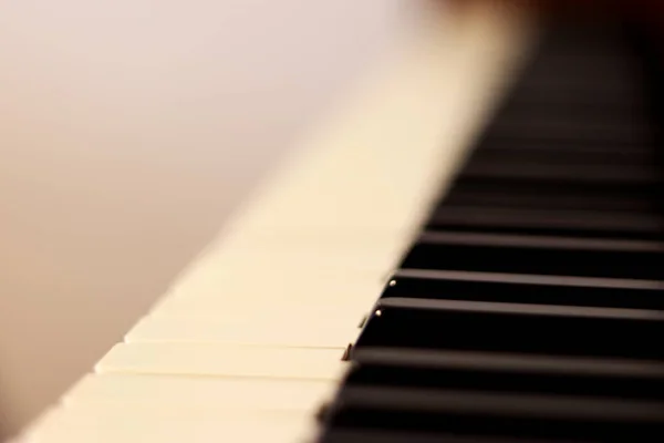 Piano keyboard of an old piano - close up
