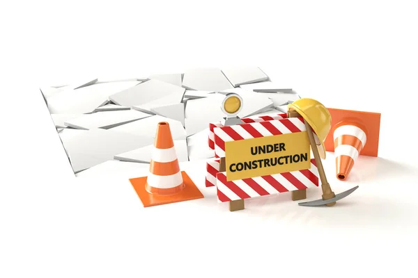 Beyaz backqround üzerinde inşaat kavramı 3D görüntü altında