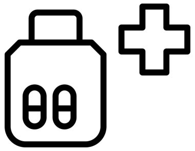 Beyaz arkaplanda basit ve minimal sağlık ve tıp vektörü simgesi