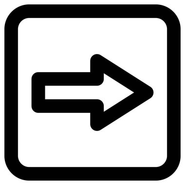 Doğrudan siyah vektör simgesi yönüne. Stil yuvarlak kare çerçeveli düz semboldür, beyaz renk, kahverengi