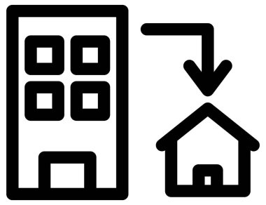 Beyaz üzerine ev vektörü simgesinden basit ve minimalist çalışma