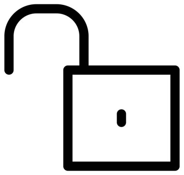 Vektör simgesini aç. biçim iki renkli düz sembol, siyah ve beyaz renkler, yuvarlak açılardır