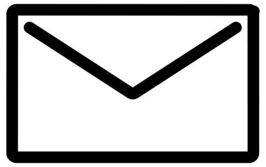 Zarfın siyah ve beyaz vektör simgesi.