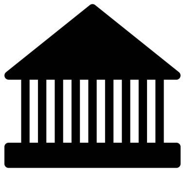 Banka binası vektör simgesi. biçim iki renkli düz sembol, siyah ve beyaz renktir