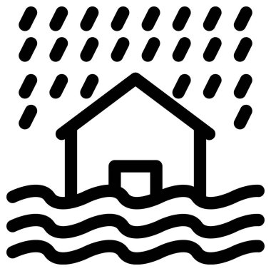 Beyaz arkaplanda basit ve minimalist siyah felaket vektör simgesi