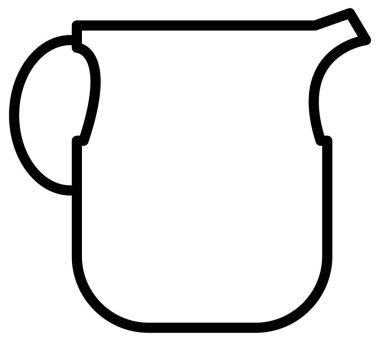 Beyaz arkaplanda vektör çizgisi ve siyah taslak sürahi simgesi.