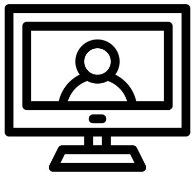 bilgisayar ekranı, vektör simgesi beyaz arkaplanda izole edildi