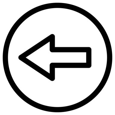 Sol ok vektör simgesi. biçim düz grafik sembolü, siyah renk, beyaz arkaplan.