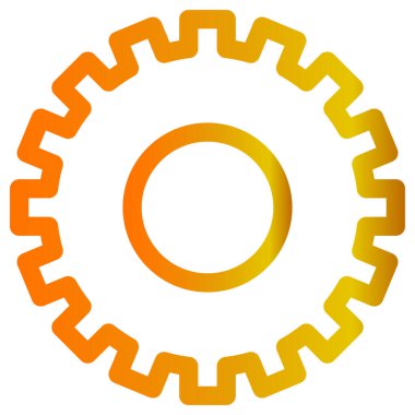 dişli vektör simgesi. biçim düz sembol, turuncu renk, yuvarlak açılar, beyaz arkaplan