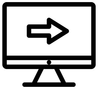 beyaz arkaplanda bilgisayar ekranı vektör simgesi