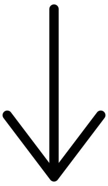 aşağı ok simgesi. vektör biçimi yuvarlak açılı düz simge, siyah renk, beyaz arkaplan.