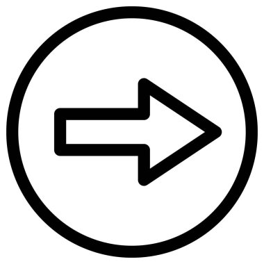 ok sağ vektör simgesi. biçim düz daire içine alınmış sembol, siyah renk, yuvarlak açılar, beyaz arkaplan