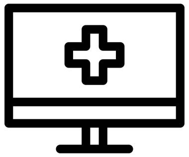 Beyaz arkaplanda basit ve minimal sağlık ve tıp vektörü simgesi